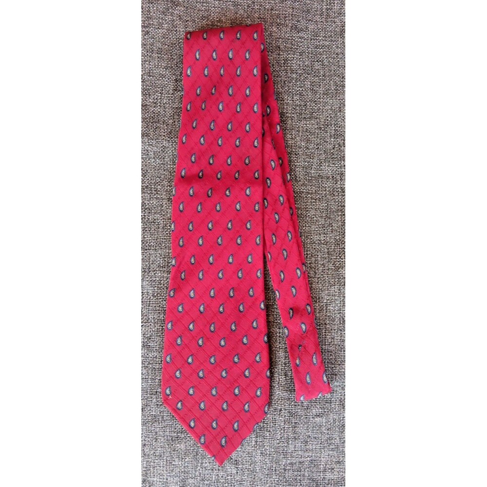 Tie 70s 80s 90s Y2K Mens Nautica Silk Red Blue Beige Paisley 3.75 Wide 60 Long